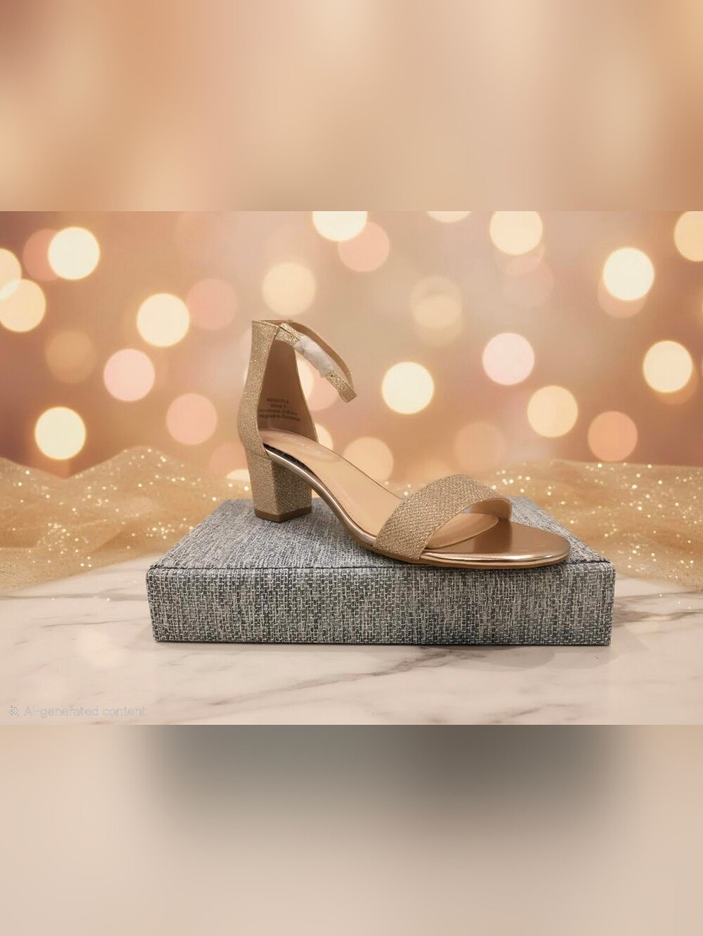 J.Adams Gold Glitter Block Heel Sandals
